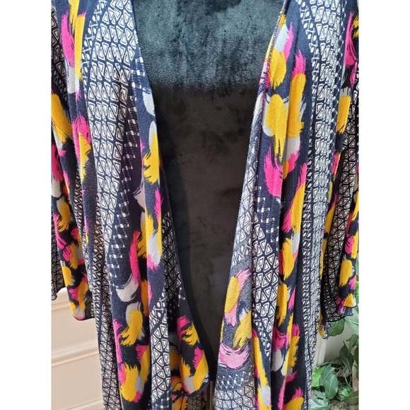 Multicolor Women's 100% Rayon Long Sleeve Casual Open Front Long Kimono Large - Picture 3 of 10